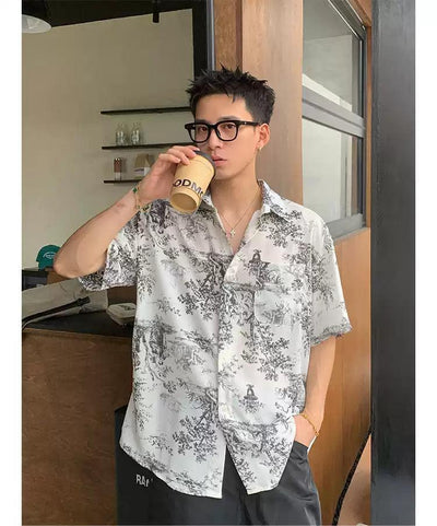 Front Pocket Print Shirt Korean Street Fashion Shirt By Poikilotherm Shop Online at OH Vault