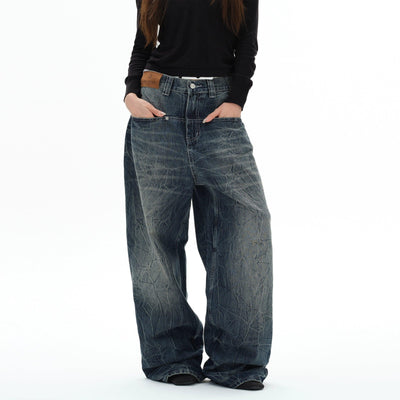 Pocket Detail Lightning Pattern Jeans Korean Street Fashion Jeans By 77Flight Shop Online at OH Vault