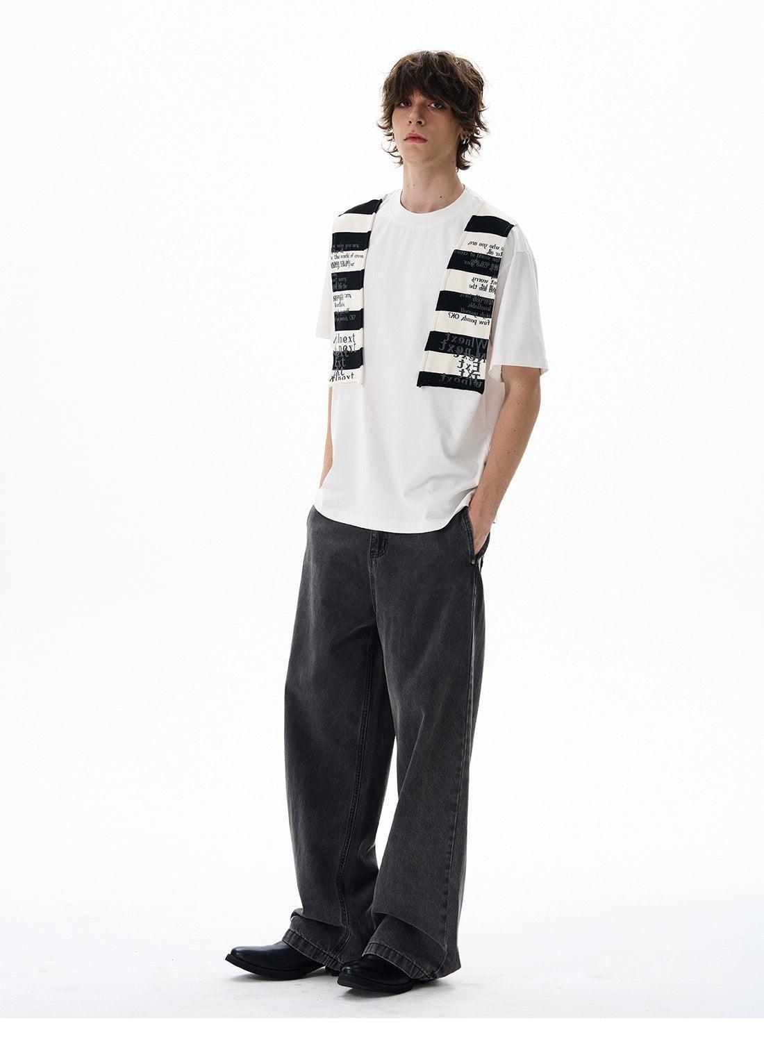 Over Shoulder Patched T-Shirt Korean Street Fashion T-Shirt By 77Flight Shop Online at OH Vault