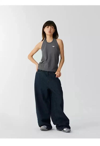 Logo Backless Halterneck Vest Korean Street Fashion Vest By Crying Center Shop Online at OH Vault
