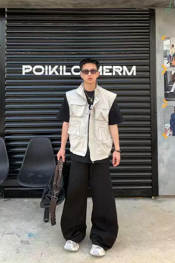 Multiple Pocket Utility Vest Korean Street Fashion Vest By Poikilotherm Shop Online at OH Vault