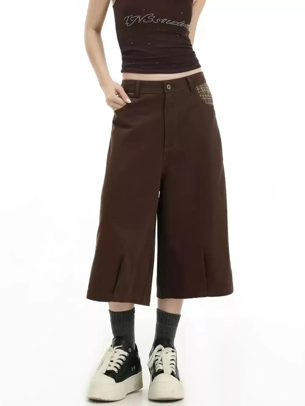 Plaid Spliced Mid-Length Shorts Korean Street Fashion Shorts By INS Korea Shop Online at OH Vault