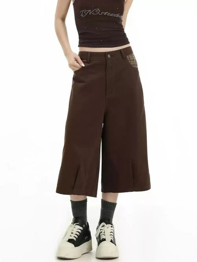 Plaid Spliced Mid-Length Shorts Korean Street Fashion Shorts By INS Korea Shop Online at OH Vault