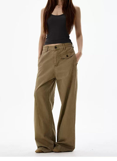 Slant Pocket Straight Fit Pants Korean Street Fashion Pants By 77Flight Shop Online at OH Vault