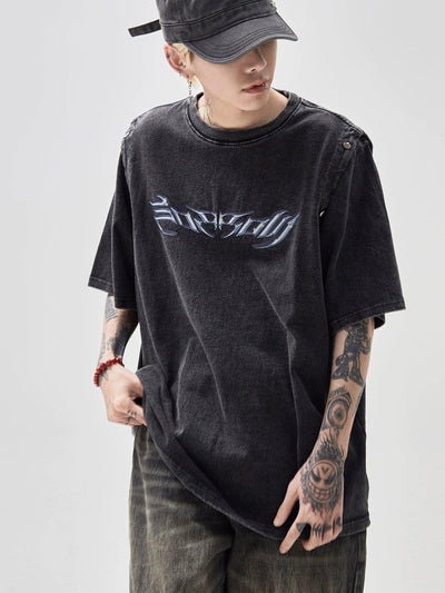 Washed Buttoned Sleeves T-Shirt Korean Street Fashion T-Shirt By Ash Dark Shop Online at OH Vault