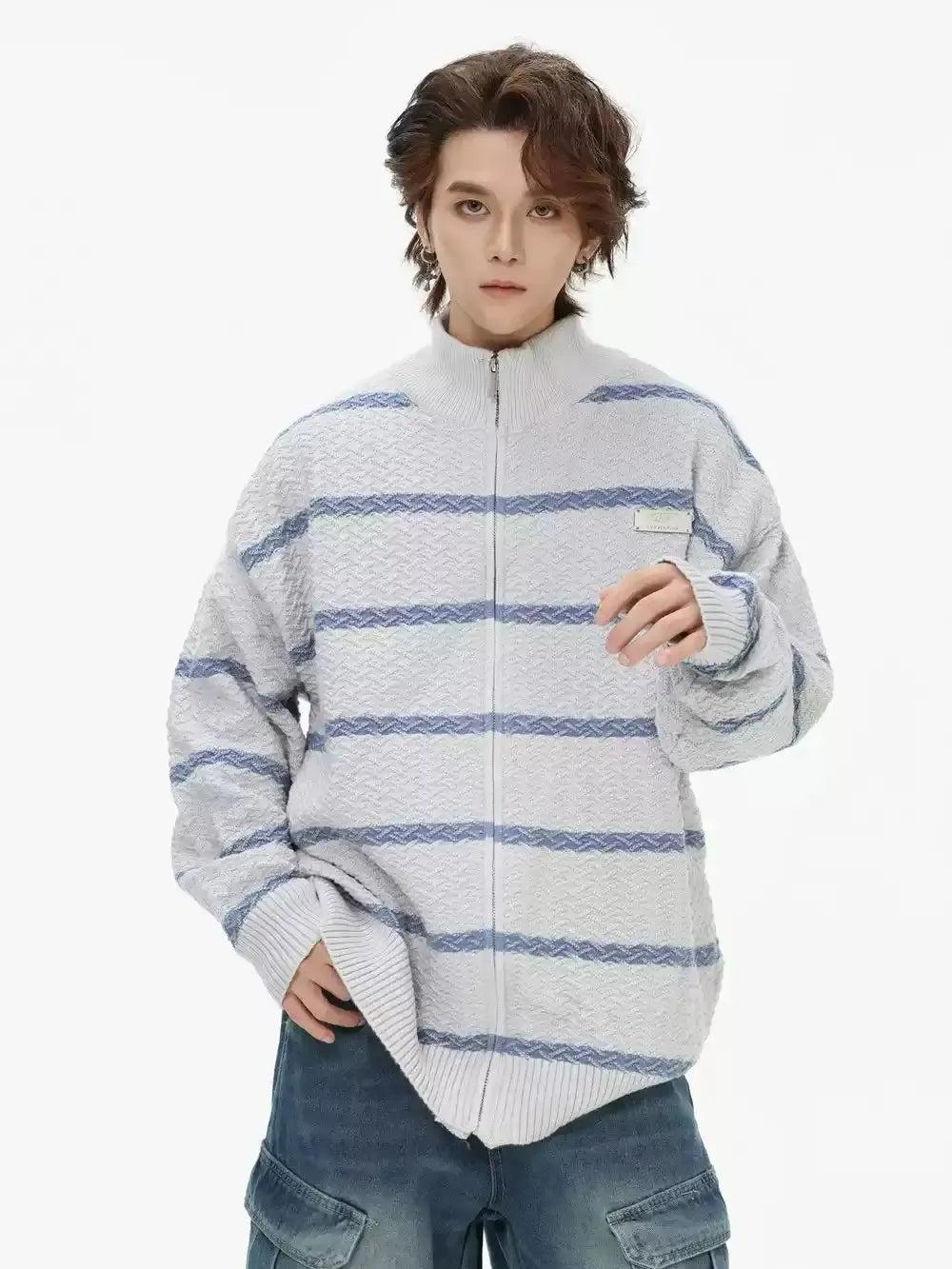 Contrast Stripes Patterned Sweater Korean Street Fashion Sweater By INS Korea Shop Online at OH Vault