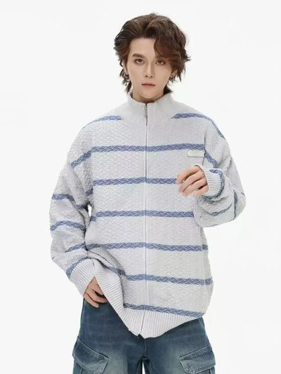 Contrast Stripes Patterned Sweater Korean Street Fashion Sweater By INS Korea Shop Online at OH Vault