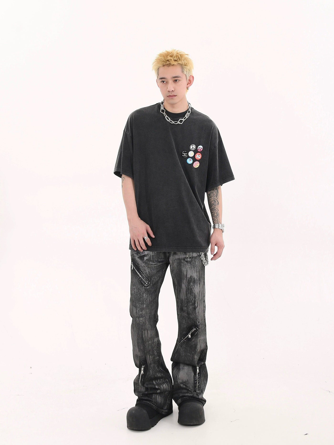 Brushed Wax Flared Jeans Korean Street Fashion Jeans By Blacklists Shop Online at OH Vault