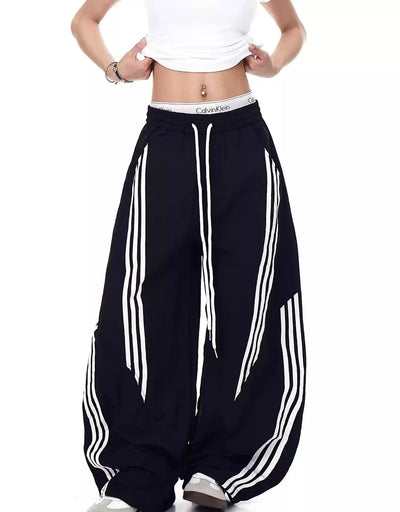 Drawstring Striped Lines Track Pants Korean Street Fashion Pants By Blacklists Shop Online at OH Vault