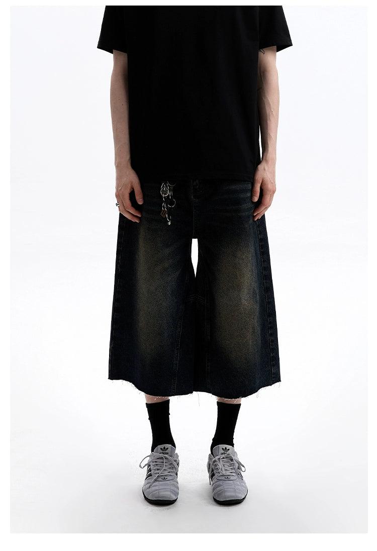 Washed Raw Edge Denim Shorts Korean Street Fashion Shorts By A PUEE Shop Online at OH Vault