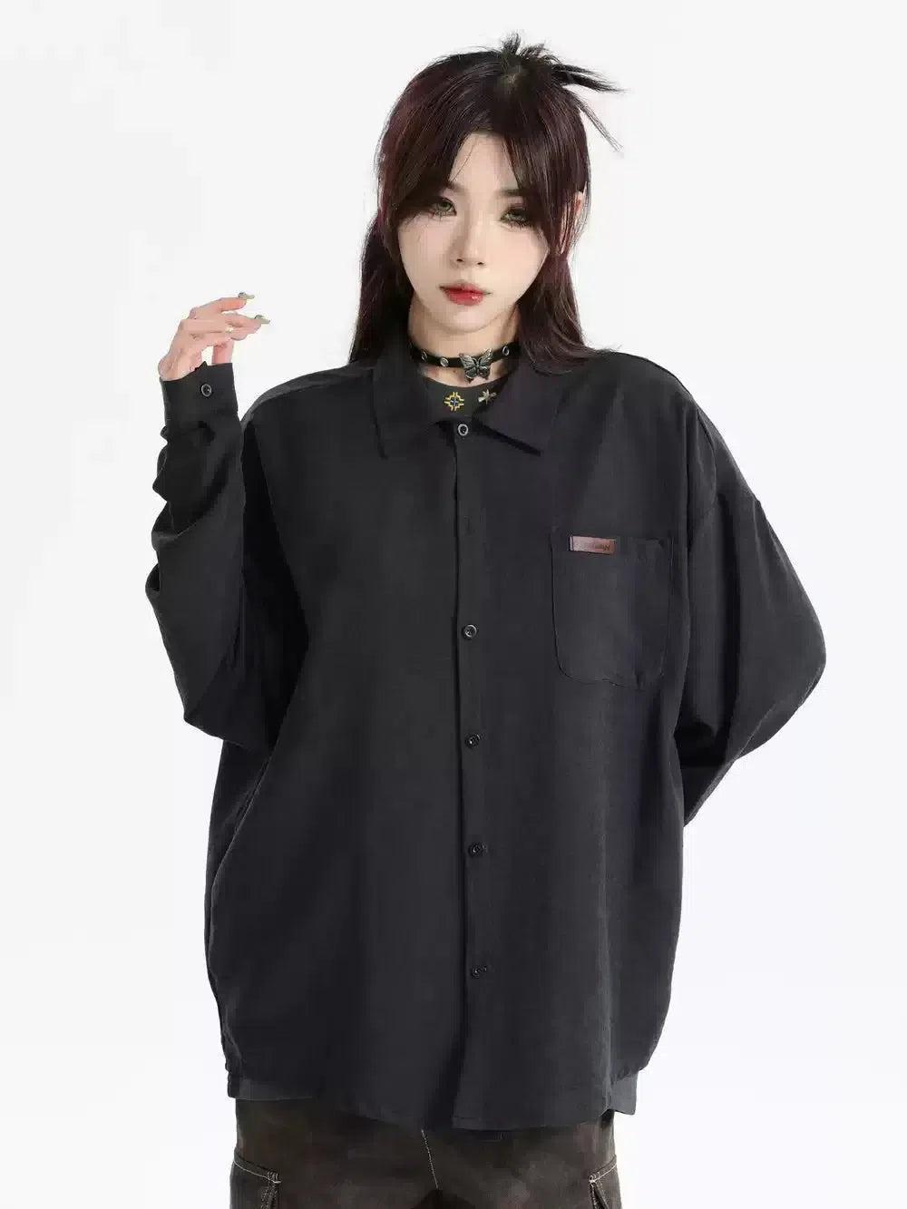 Front Pocket Casual Shirt Korean Street Fashion Shirt By INS Korea Shop Online at OH Vault