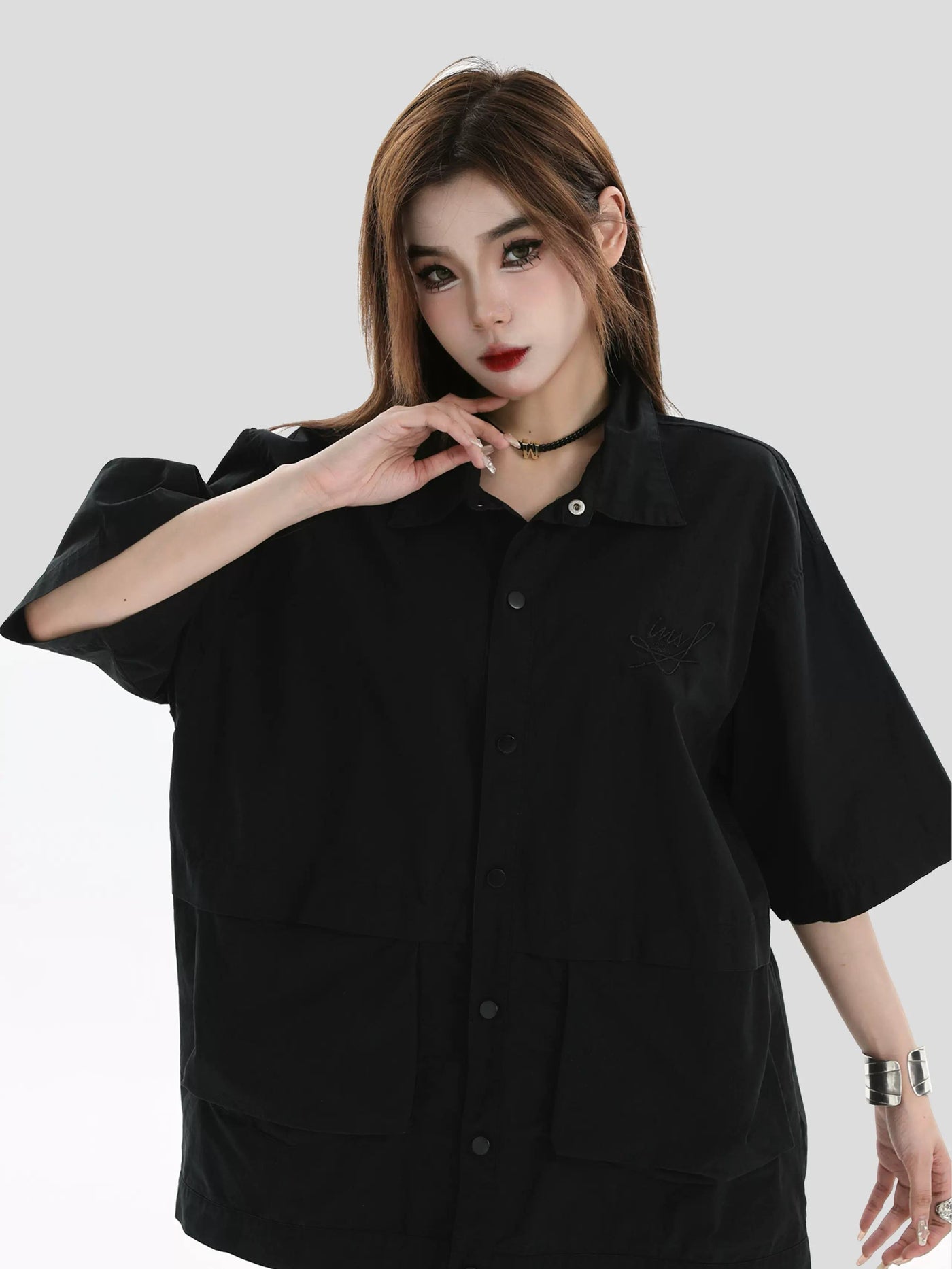 Wide Front Pocket Shirt Korean Street Fashion Shirt By INS Korea Shop Online at OH Vault