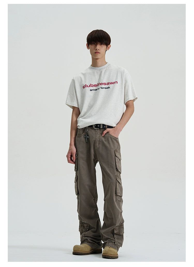 Vintage Double Pocket Pleats Cargo Pants Korean Street Fashion Pants By A PUEE Shop Online at OH Vault