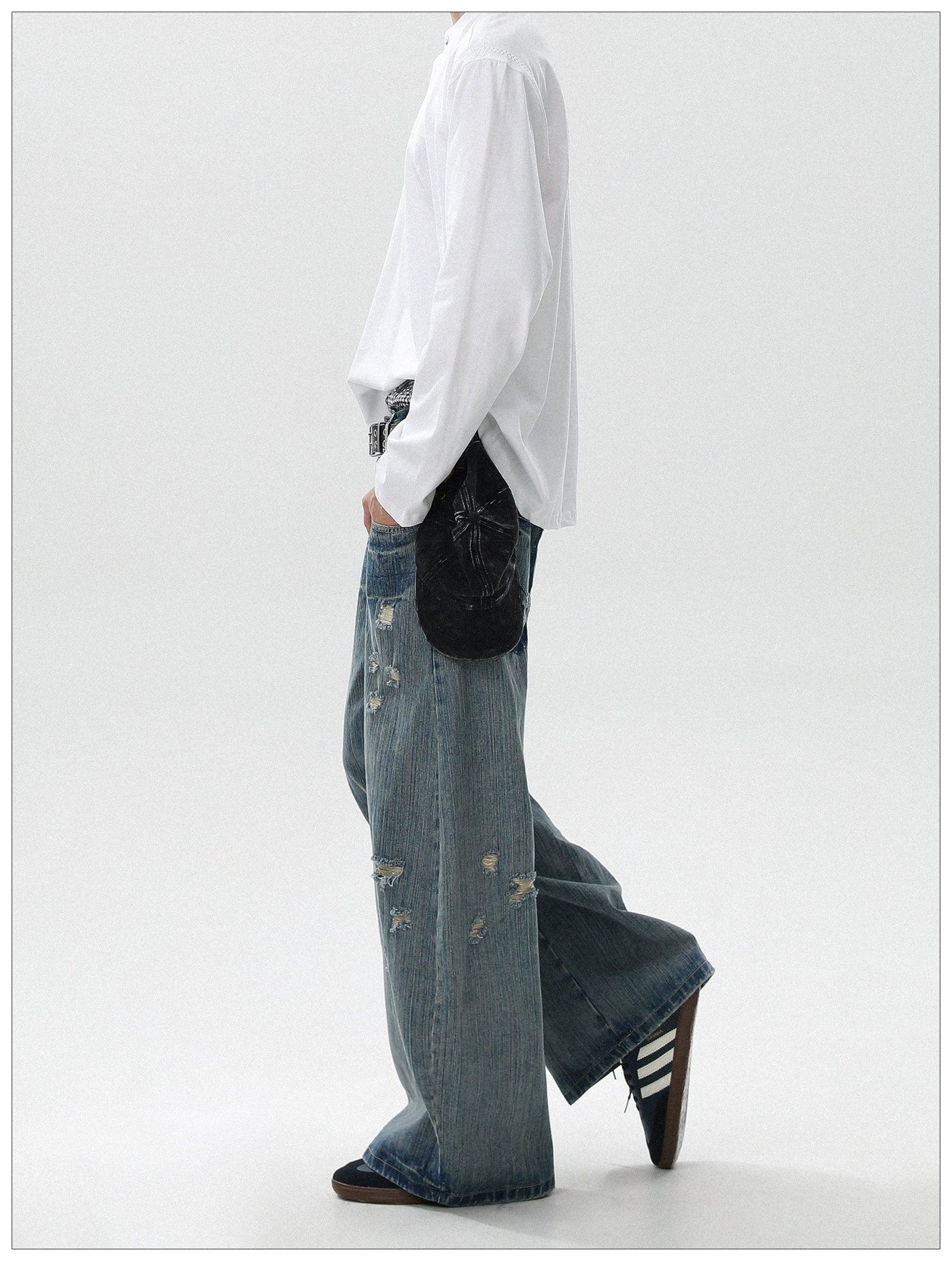 Pattern Faded Ripped Jeans Korean Street Fashion Jeans By Mr Nearly Shop Online at OH Vault