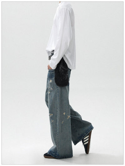 Pattern Faded Ripped Jeans Korean Street Fashion Jeans By Mr Nearly Shop Online at OH Vault