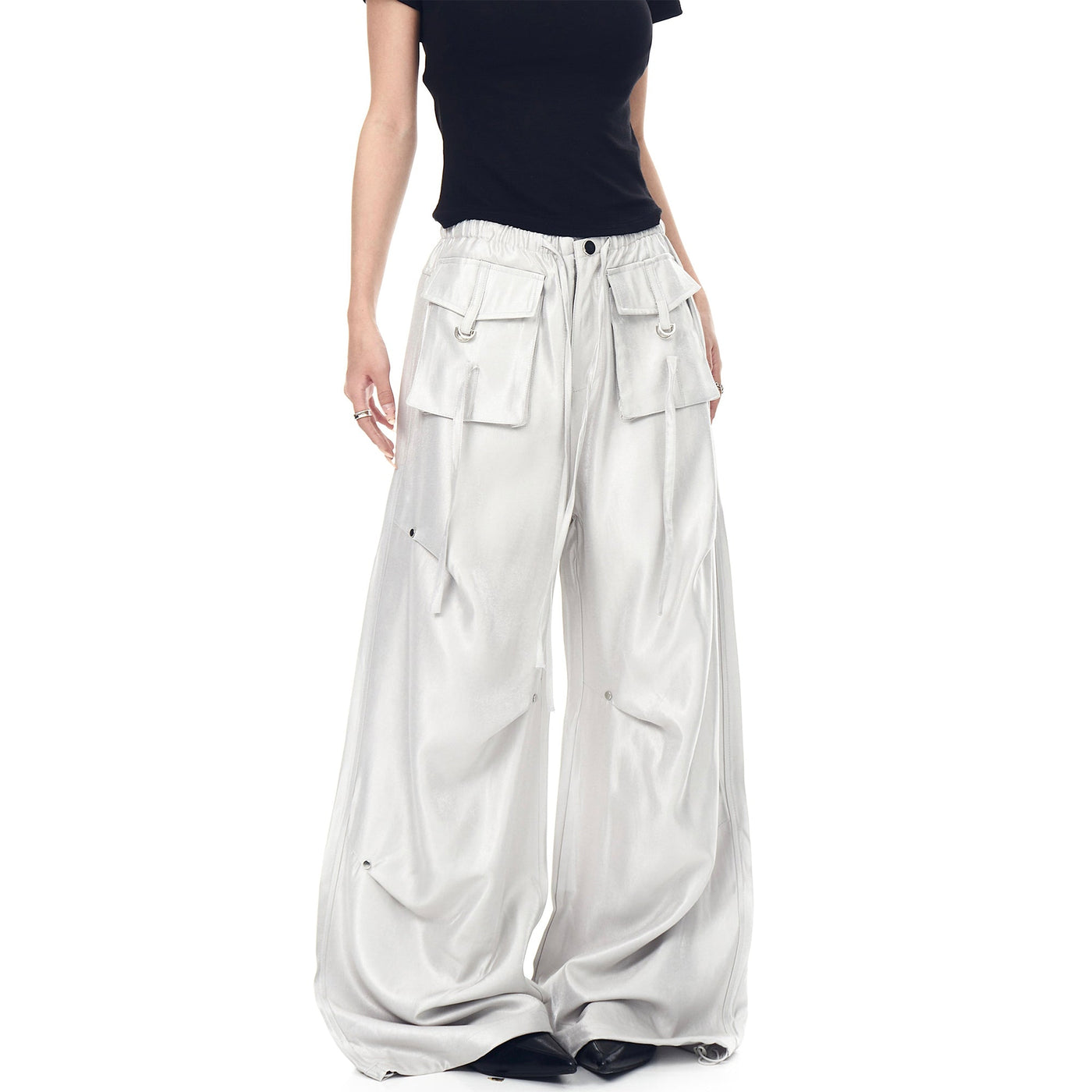 Functional Drawstring Pleats Cargo Pants Korean Street Fashion Pants By Blacklists Shop Online at OH Vault