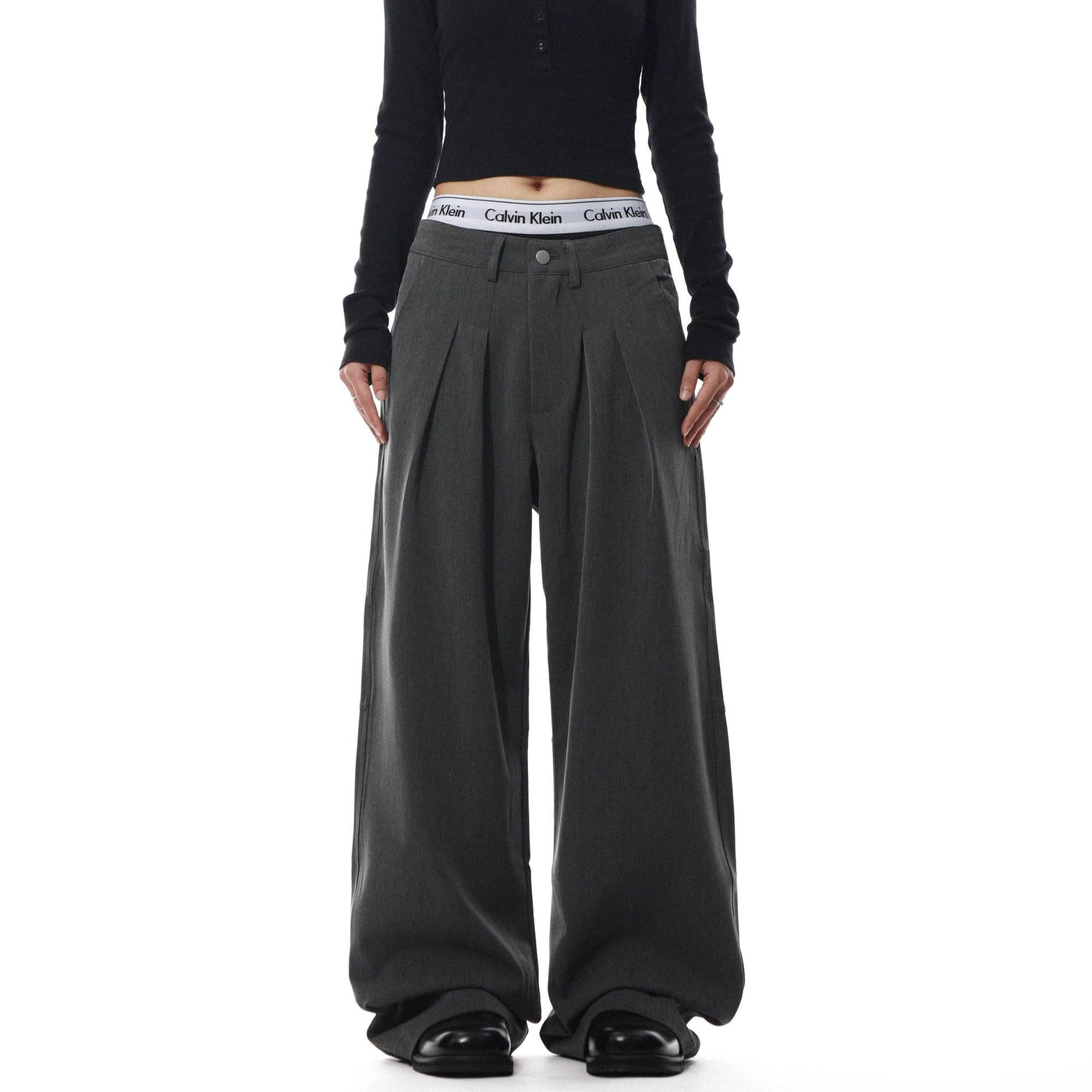 Fold Pleats Slant Pocket Trousers Korean Street Fashion Trousers By Mr Nearly Shop Online at OH Vault