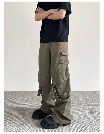Buckled Strap Cargo Pants Korean Street Fashion Pants By A PUEE Shop Online at OH Vault