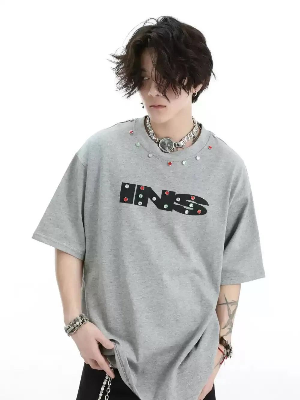 Detailed Logo Print T-Shirt Korean Street Fashion T-Shirt By INS Korea Shop Online at OH Vault
