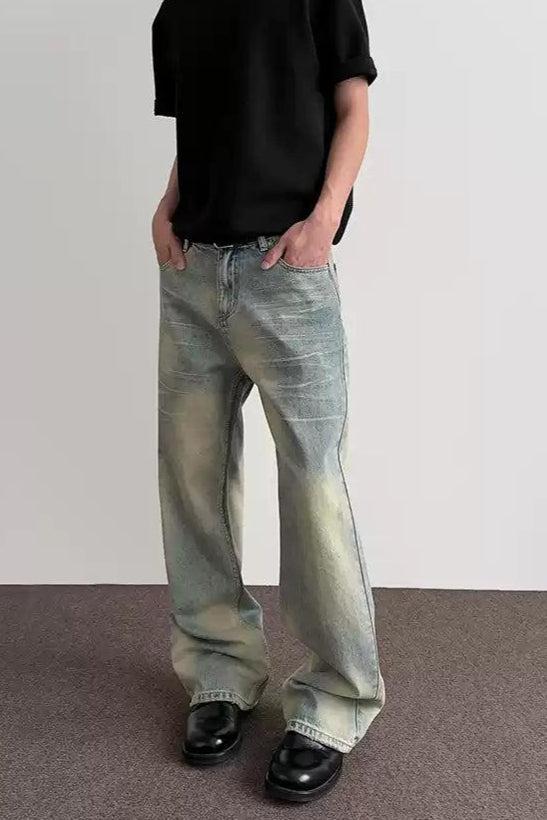 Faded Spots Bootcut Jeans Korean Street Fashion Jeans By A PUEE Shop Online at OH Vault