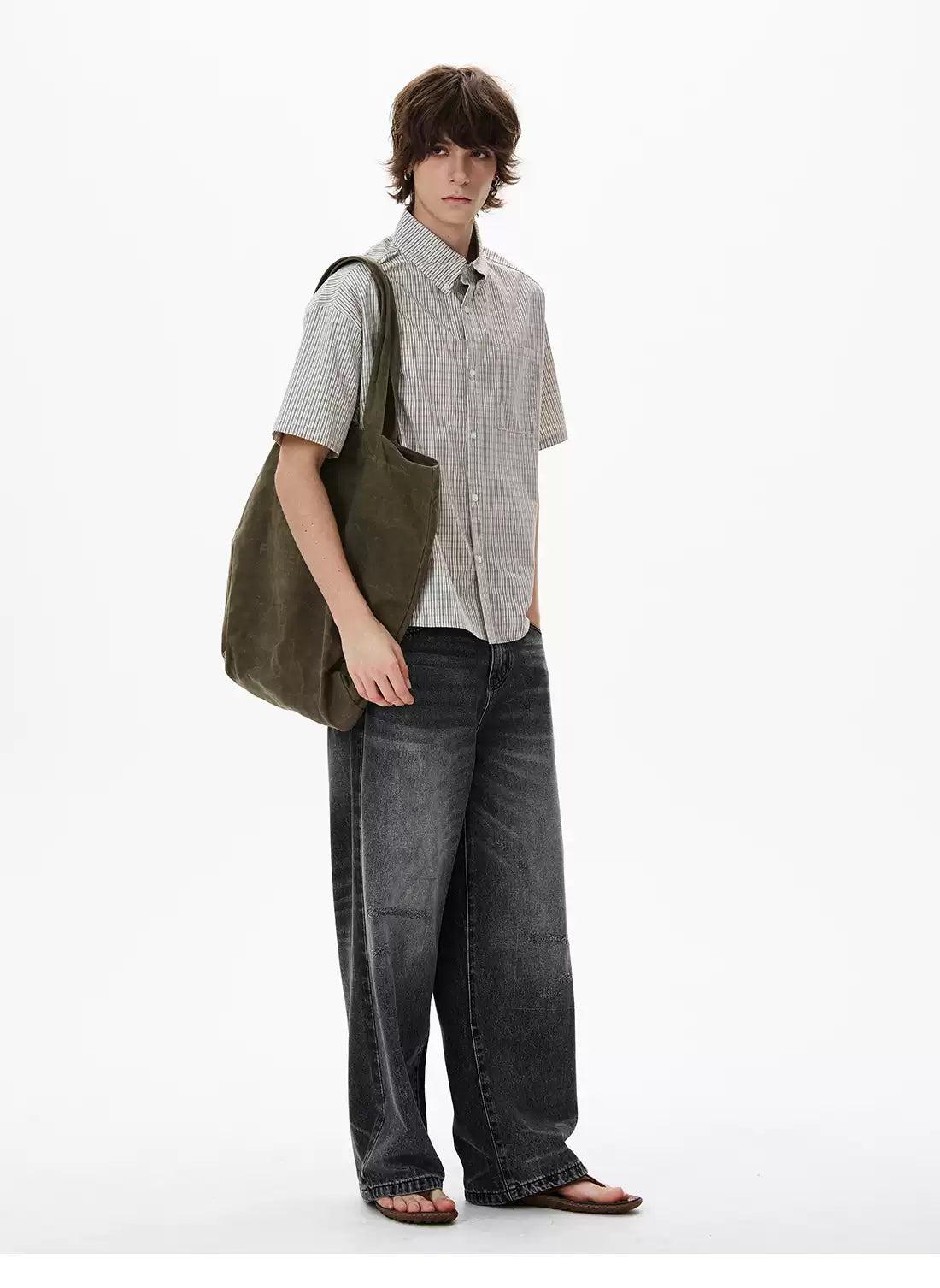 Neat Striped Buttoned Shirt Korean Street Fashion Shirt By 77Flight Shop Online at OH Vault