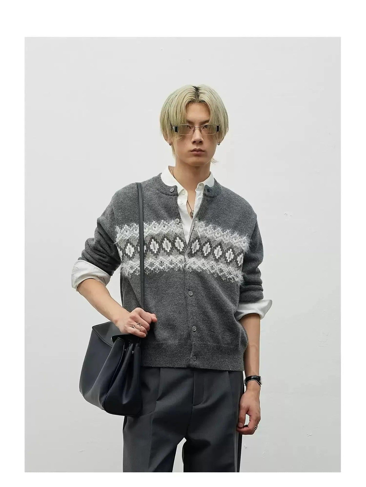 Pattern Knit Buttoned Cardigan Korean Street Fashion Cardigan By Terra Incognita Shop Online at OH Vault