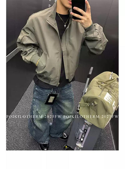 Cinched Detail Bomber Jacket Korean Street Fashion Jacket By Poikilotherm Shop Online at OH Vault