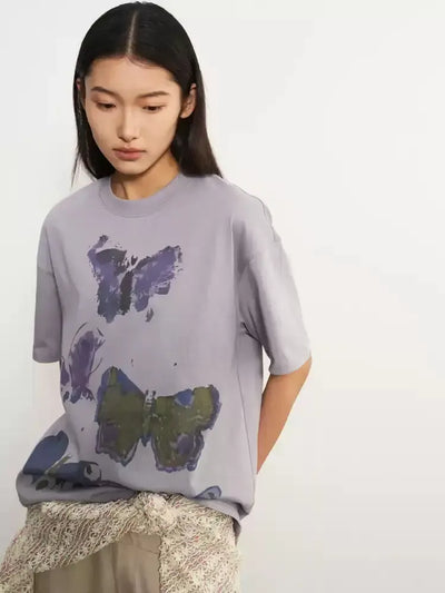 Butterfly Abstract T-Shirt Korean Street Fashion T-Shirt By 11St Crops Shop Online at OH Vault