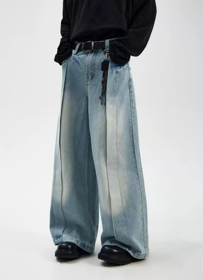 Light Washed Mid-Seam Jeans Korean Street Fashion Jeans By Ash Dark Shop Online at OH Vault