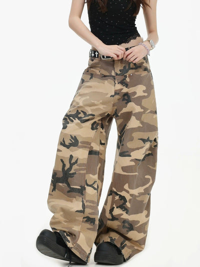 Structured Camouflage Relax Fit Jeans Korean Street Fashion Jeans By INS Korea Shop Online at OH Vault