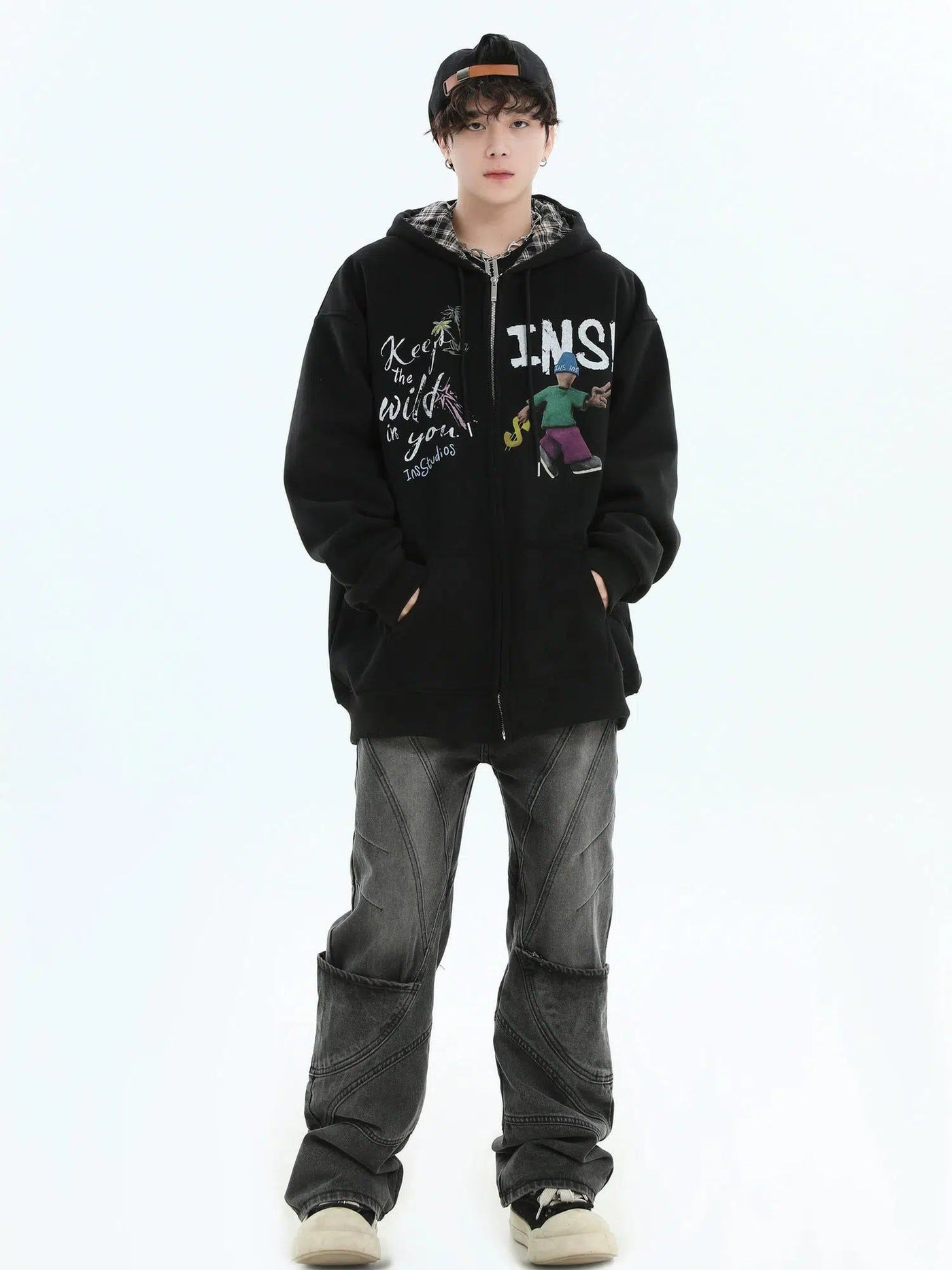 Multi-Stitched Washed Jeans Korean Street Fashion Jeans By INS Korea Shop Online at OH Vault