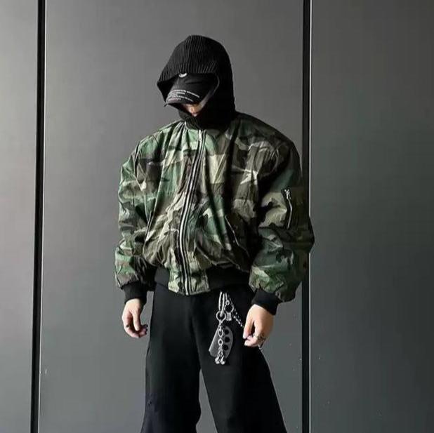 Reversible Camouflage Puffer Jacket Korean Street Fashion Jacket By Dark Fog Shop Online at OH Vault