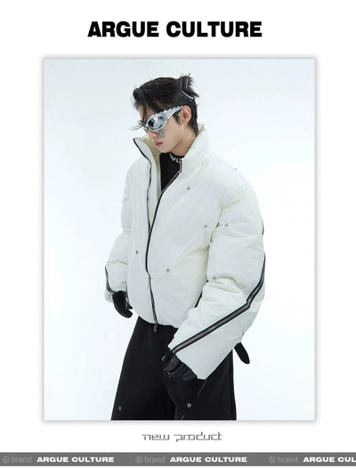 Contrast Multi-Zipped Puffer Jacket Korean Street Fashion Jacket By Argue Culture Shop Online at OH Vault