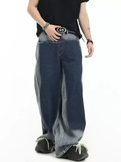 Spliced Irregular Faded Jeans Korean Street Fashion Jeans By INS Korea Shop Online at OH Vault