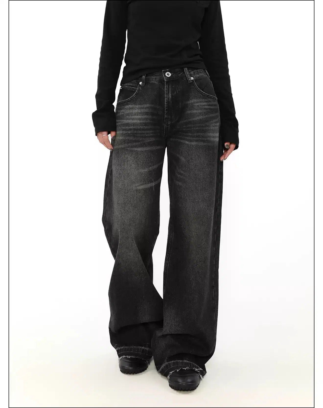 Cat Whisker Raw Edge Jeans Korean Street Fashion Jeans By Mr Nearly Shop Online at OH Vault