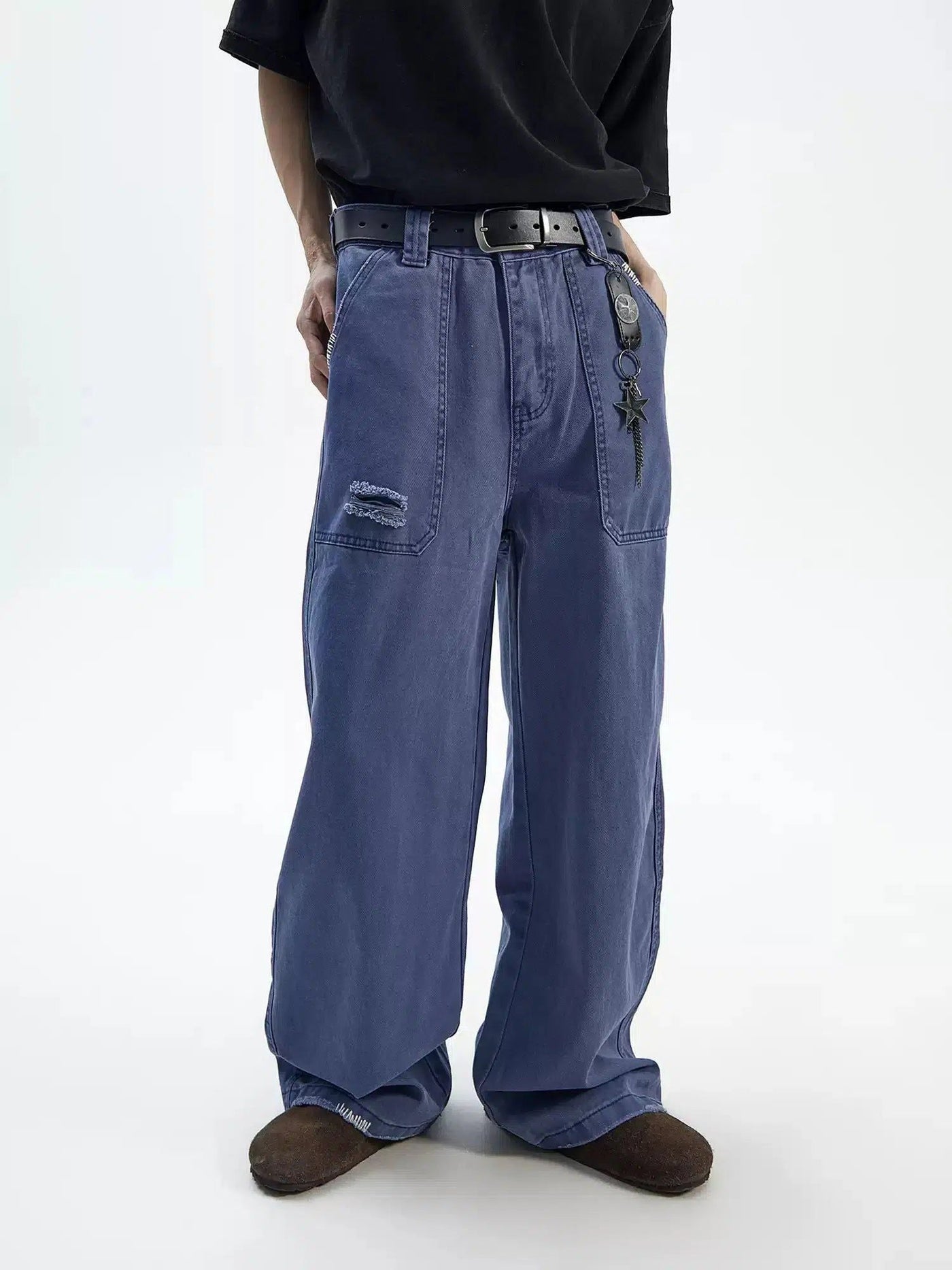 Ripped Hole Seam Hem Pants Korean Street Fashion Pants By Ash Dark Shop Online at OH Vault