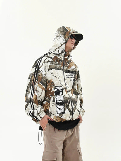 Branch Maple Leaf Camo Zip-Up Hoodie Korean Street Fashion Hoodie By Blacklists Shop Online at OH Vault