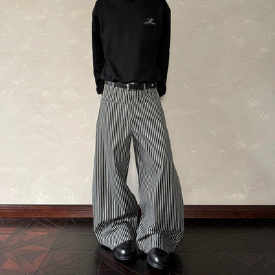 Vertical Stripes Wide Leg Pants