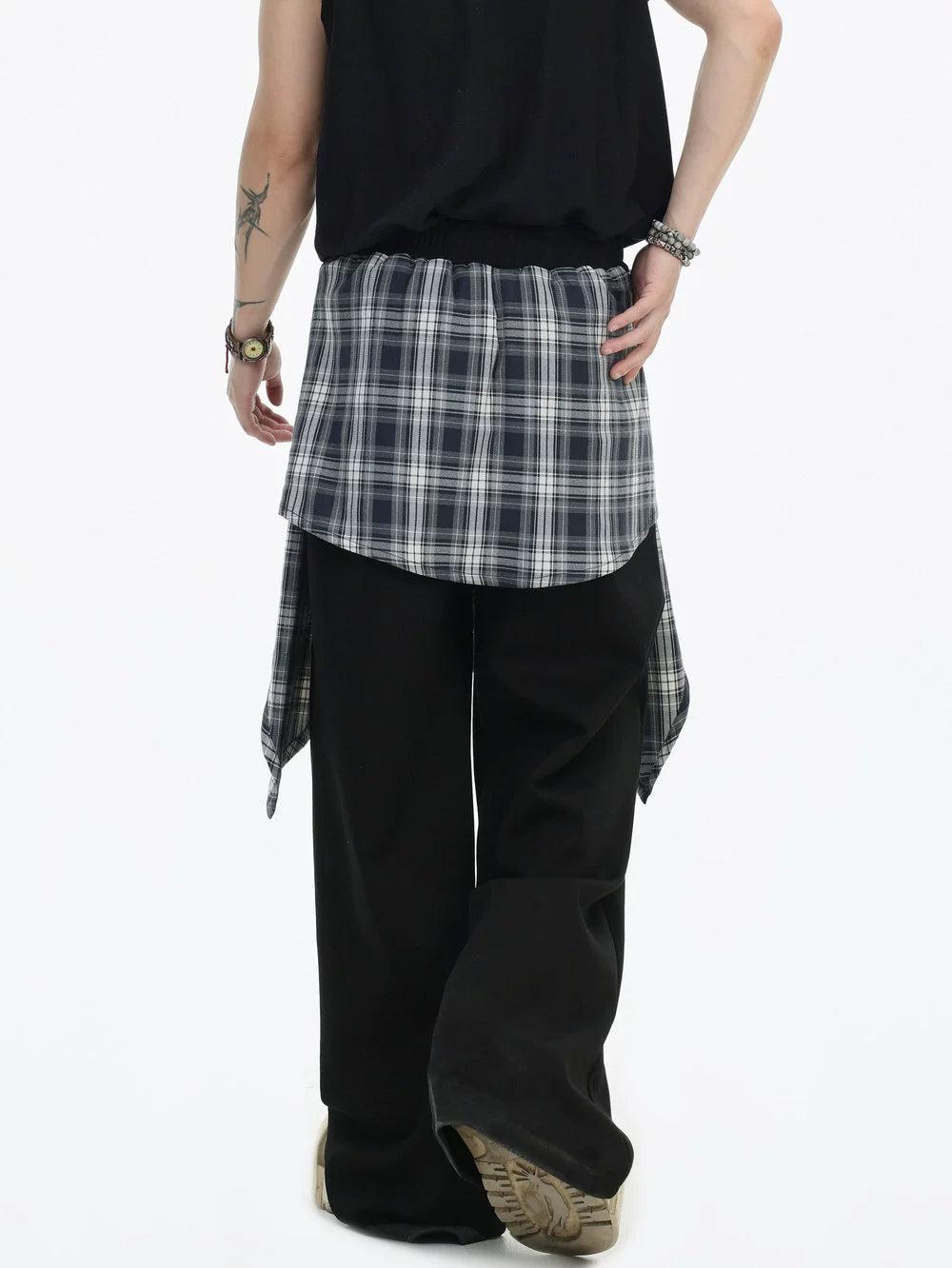 Plaid Layered Sports Sweatpants Korean Street Fashion Pants By INS Korea Shop Online at OH Vault