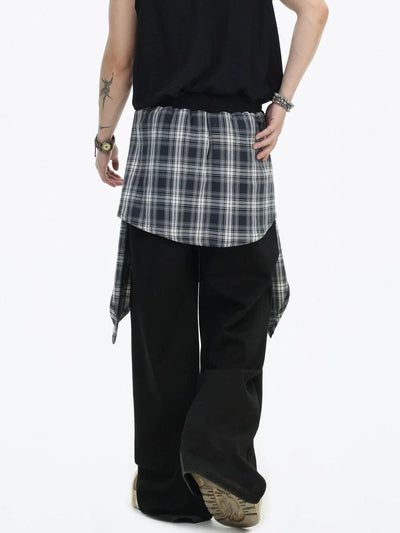 Plaid Layered Sports Sweatpants Korean Street Fashion Pants By INS Korea Shop Online at OH Vault