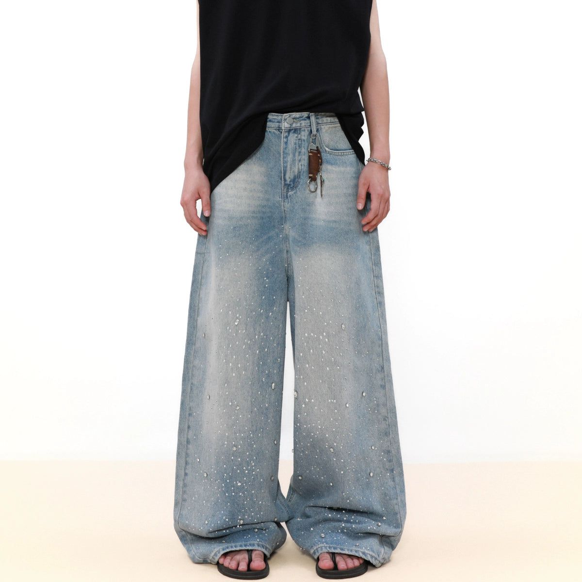 Scattered Stones Faded Jeans Korean Street Fashion Jeans By Mr Nearly Shop Online at OH Vault