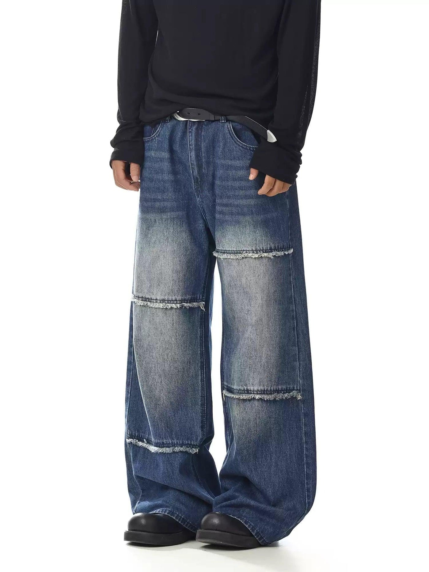 Washed Frayed Loose Jeans Korean Street Fashion Jeans By MEBXX Shop Online at OH Vault