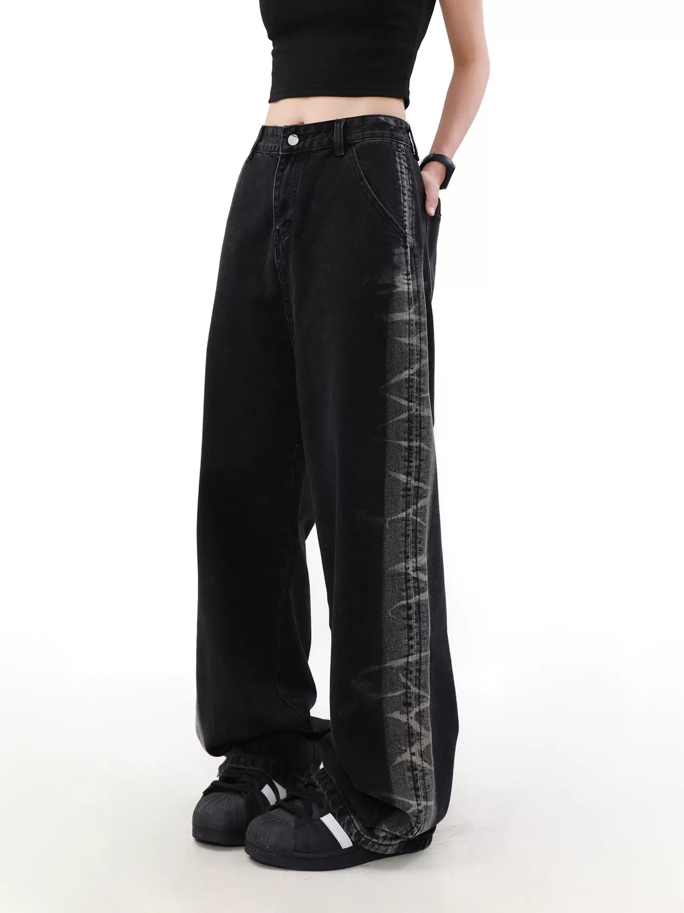 Side Fade and Whiskers Jeans Korean Street Fashion Jeans By Mr Nearly Shop Online at OH Vault