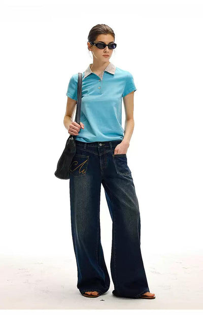 Plaid Collar Slim Fit Polo Korean Street Fashion Polo By Country Moment Shop Online at OH Vault