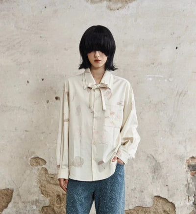 Ribbon Tie Vintage Shirt Korean Street Fashion Shirt By 11St Crops Shop Online at OH Vault