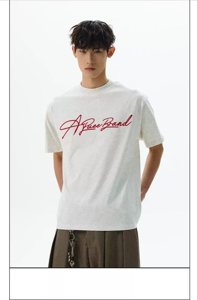 Embroidered Logo T-Shirt Korean Street Fashion T-Shirt By A PUEE Shop Online at OH Vault
