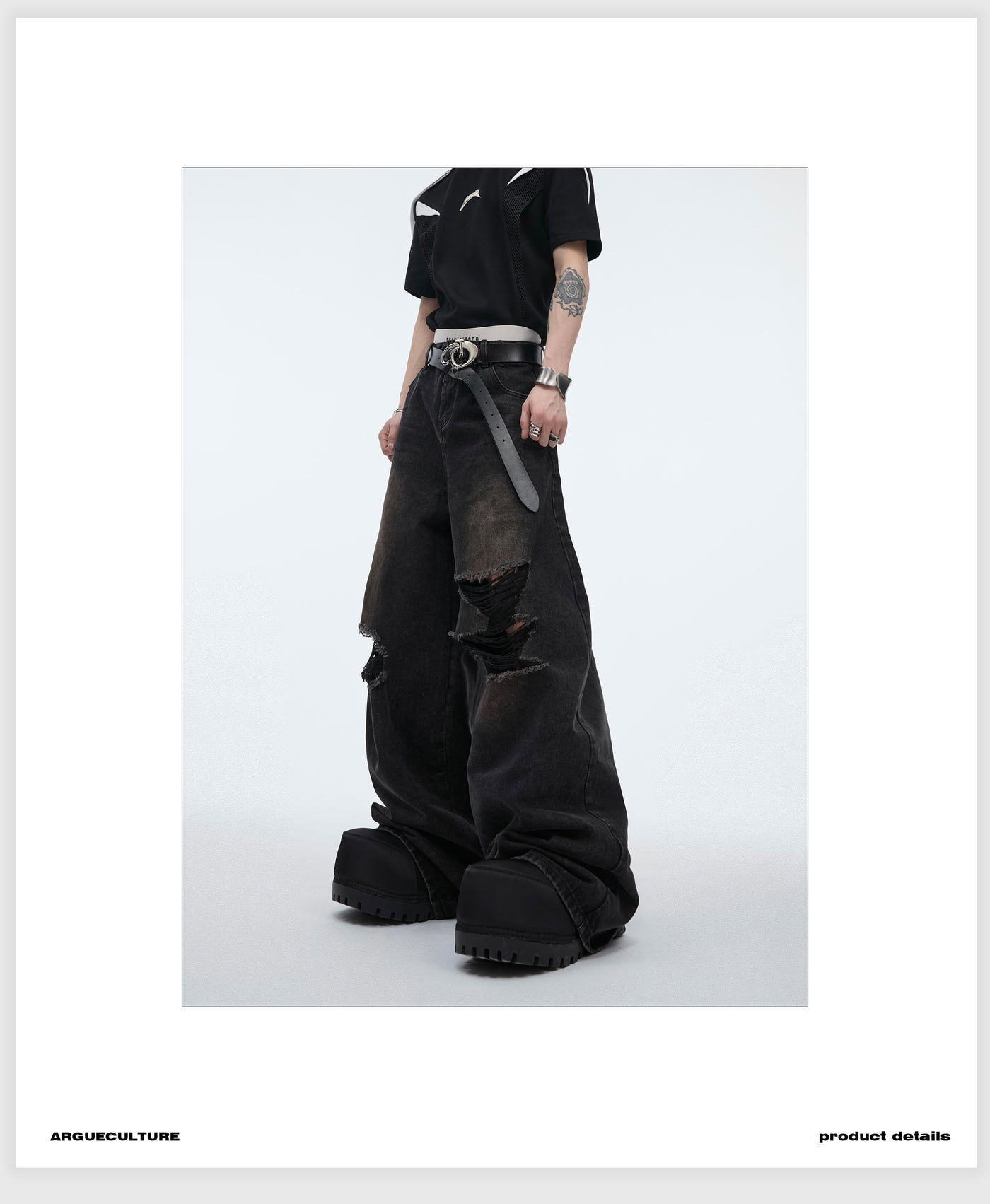 Ripped Wide Cut Jeans Korean Street Fashion Jeans By Argue Culture Shop Online at OH Vault