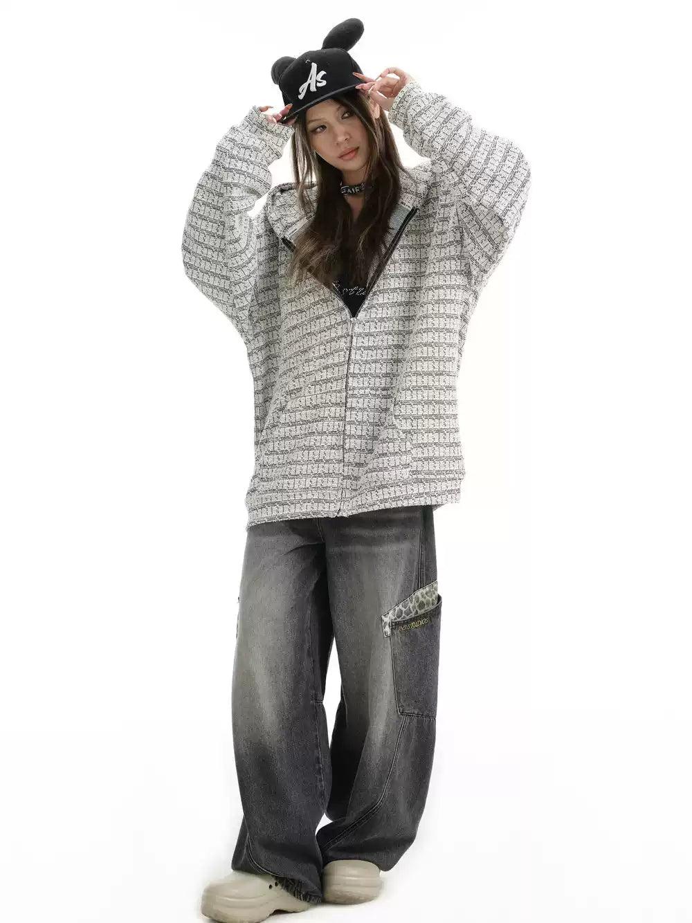 Patterned and Textured Hooded Jacket Korean Street Fashion Jacket By INS Korea Shop Online at OH Vault