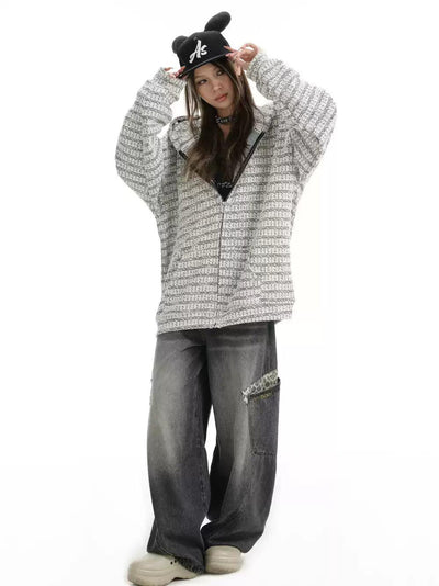 Patterned and Textured Hooded Jacket Korean Street Fashion Jacket By INS Korea Shop Online at OH Vault