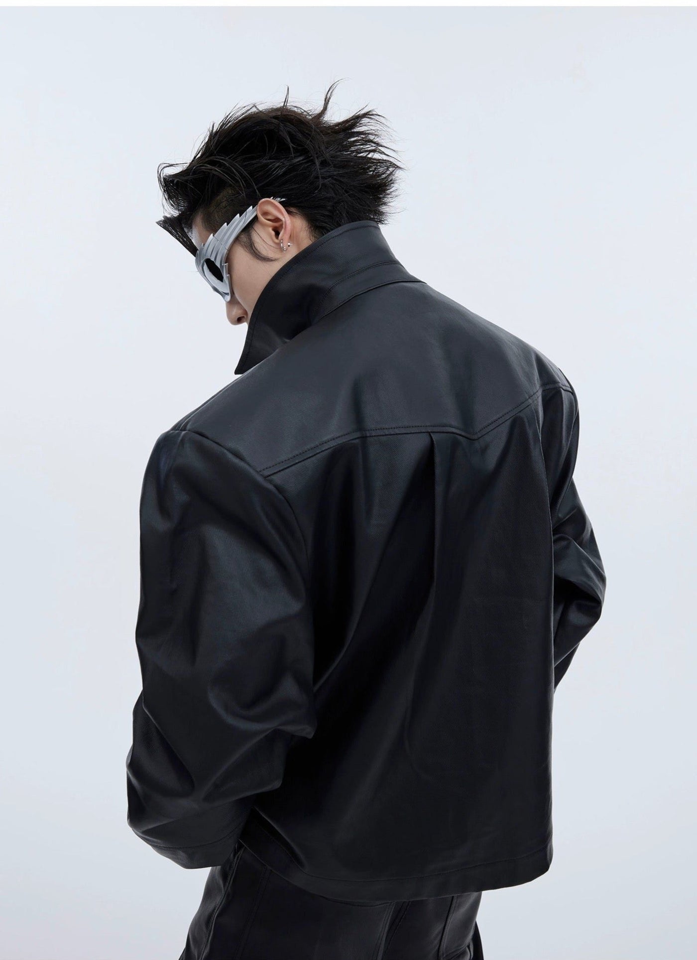 Structured Pocket Leather Jacket & Pants Set Korean Street Fashion Clothing Set By Argue Culture Shop Online at OH Vault